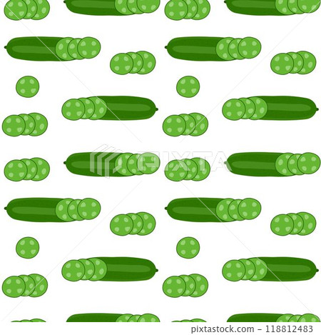 Seamless cucumber pattern illustration in a green color. Sliced cucumber texture. Seamless cucumber pattern illustration in a green color. Sliced cucumber texture. 118812483