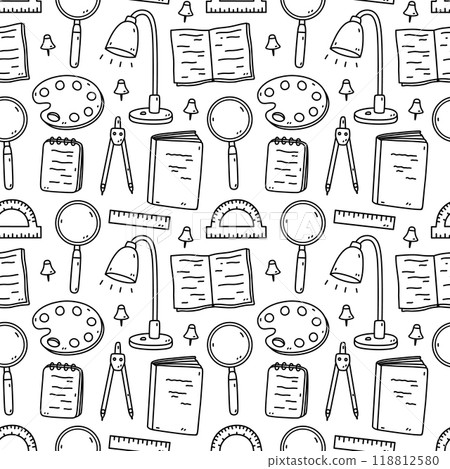 Seamless pattern with school items 118812580