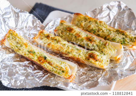 Grilled chikuwa with mayonnaise Grilled chikuwa with mayonnaise 118812841