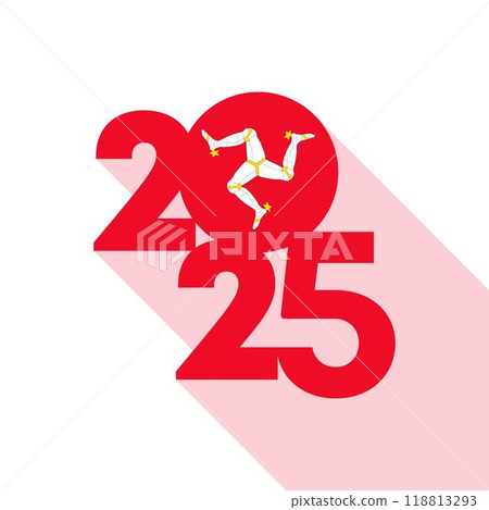 2025 banner with Isle of Man flag inside. Vector illustration. 2025 banner with Isle of Man flag inside. Vector illustration. 118813293