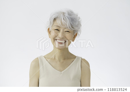 Portrait of a senior woman with gray hair Portrait of a senior woman with gray hair 118813524