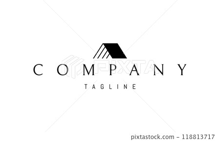 Vector logo with an abstract image of a house roof in the form of an open book. 118813717