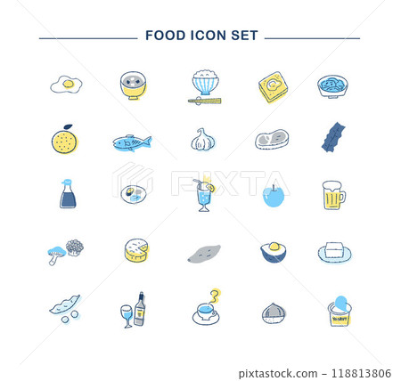 Various ingredients and food icon set 118813806