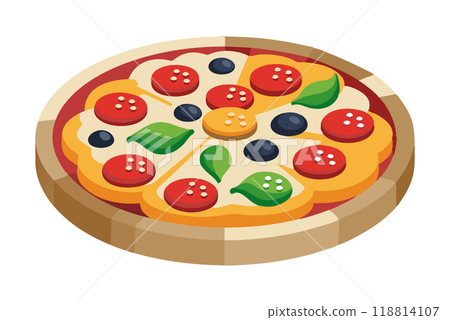 Delicious pizza with a variety of toppings Delicious pizza with a variety of toppings 118814107