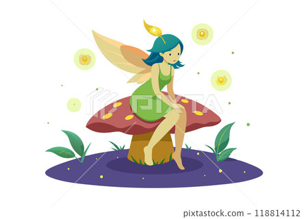 Fairy standing in an enchanted forest Fairy standing in an enchanted forest 118814112