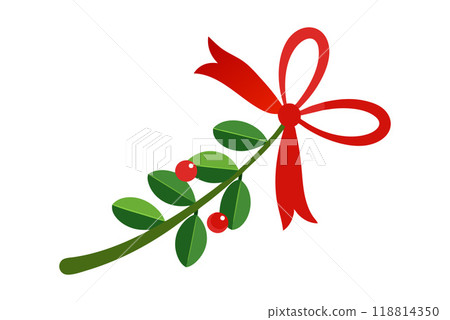 Christmas mistletoe with red bow for festive holiday decoration and celebrations 118814350