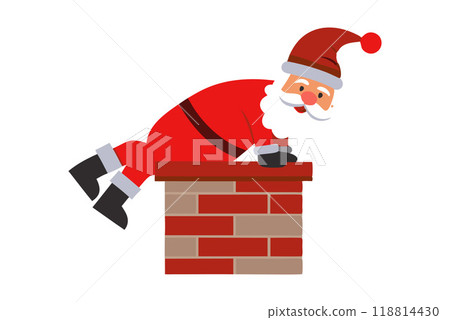 Santa Claus climbing down chimney for Christmas celebration illustration Santa Claus climbing down chimney for Christmas celebration illustration 118814430