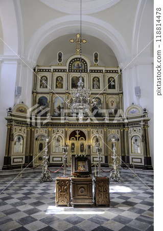 Montenegro, Kotor. Interior of the Orthodox Church of Saint Nicholas Montenegro, Kotor. Interior of the Orthodox Church of Saint Nicholas 118814478