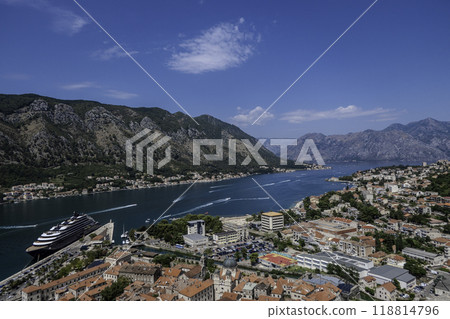 Montenegro, Kotor. View of the Kotor Gorge from the mountain. Montenegro, Kotor. View of the Kotor Gorge from the mountain. 118814796