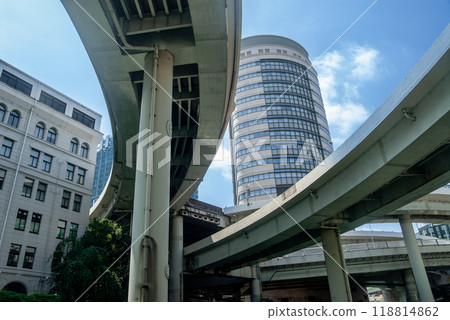 首都高速、高架軌道、分支、彎道下 118814862