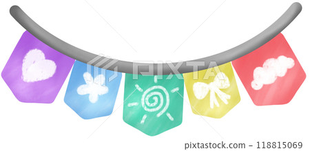minimal rainbow flag with cute symbols minimal rainbow flag with cute symbols 118815069
