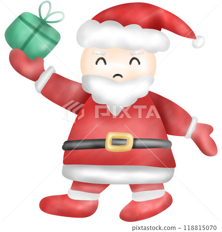 Cute Santa Claus is holding a gift box 118815070