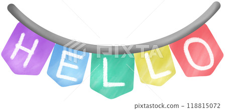 minimal rainbow flag with word HELLO minimal rainbow flag with word HELLO 118815072