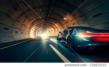 Luxury car speeding through the tunnel Luxury car speeding through the tunnel 118815157