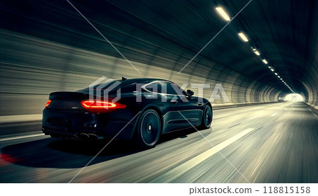 Luxury car speeding through the tunnel Luxury car speeding through the tunnel 118815158