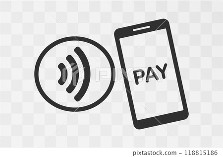 Contactless payment icons, credit card and hand tap pay wave. Wireless NFC and contactless pay pass icons set. Vector illustration image. Isolated on background. Contactless payment icons, credit card and hand tap pay wave. Wireless NFC and contactless pay pass icons set. Vector illustration image. Isolated on background. 118815186