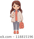 Cute school little cartoon girl with school backpack vector illustration 118815196