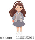 Cute school little cartoon girl with school backpack vector illustration 118815201