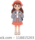 Cute school little cartoon girl with school backpack vector illustration 118815203