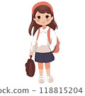 Cute school little cartoon girl with school backpack 118815204