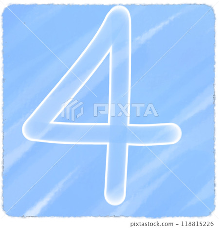 Transparent white number four on a watercolor background	 118815226