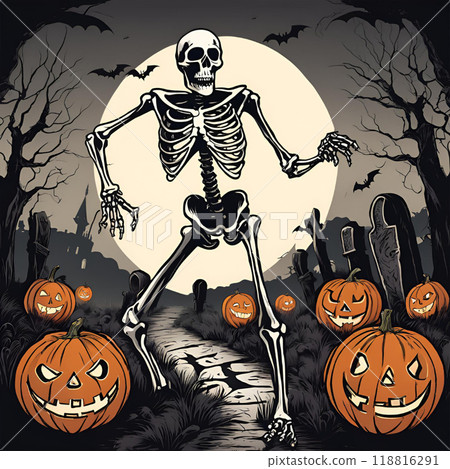 萬聖節之夜行走的骷髏 118816291