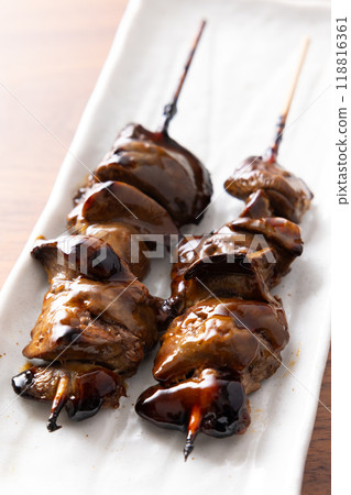 美味的肝烤雞肉串 118816361