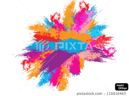 Abstract vector paint color splash background. textured strokes in blue, purple, red, pink, and yellow splatter brush. illustration vector design background 118816463