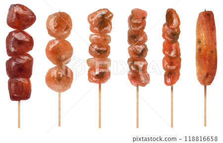 Illustration of yakitori (sauce) drawn by watercolor Illustration of yakitori (sauce) drawn by watercolor 118816658