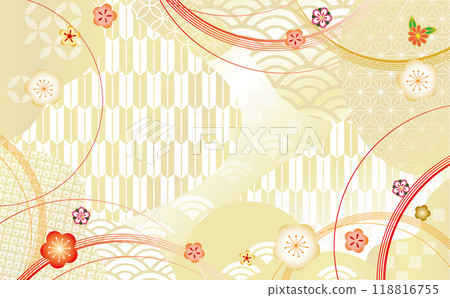 Japanese style pattern, gorgeous plum blossoms, illustration background 118816755