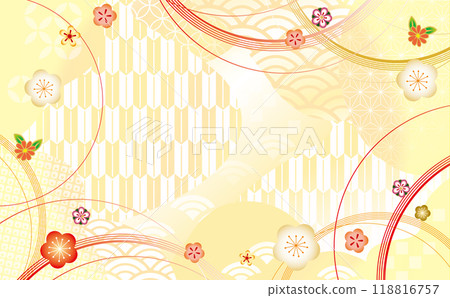 日式圖案華麗梅花插畫背景 日式圖案華麗梅花插畫背景 118816757