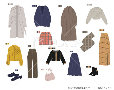 Adult autumn clothing illustration set 118816768