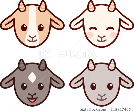 Cute baby goats faces set 118817405
