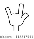 Left hand icon making a hand sign expressing love 118817541