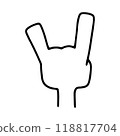 Left hand icon with index finger and pinky finger up 118817704