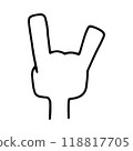 Right hand icon with index finger and pinky finger up 118817705