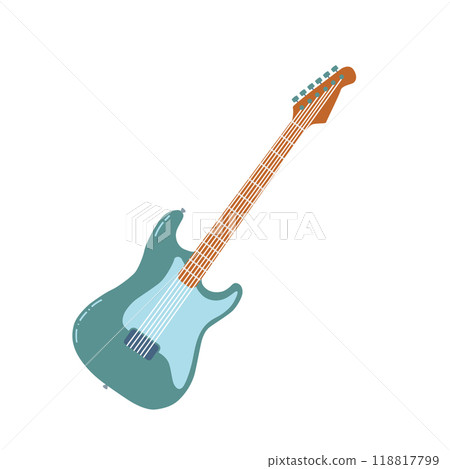 Electric guitar. Hand drawn cute vector illustration for sticker, patch, badge. 118817799