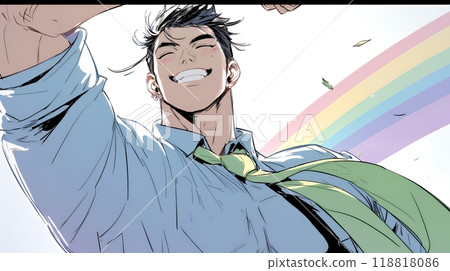 一位商務人士熱情地擺姿勢 一位商務人士熱情地擺姿勢 118818086