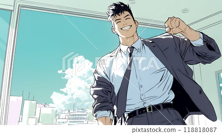 一位商務人士熱情地擺姿勢 一位商務人士熱情地擺姿勢 118818087