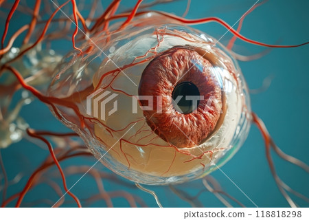 A close up of a eye with veins A close up of a eye with veins 118818298