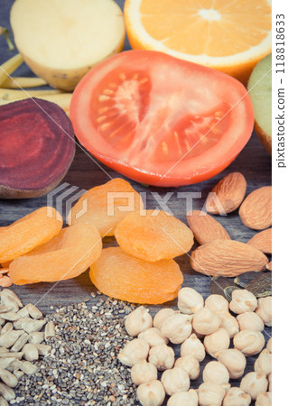 Healthy eating as source natural potassium, vitamin K, minerals and fiber Healthy eating as source natural potassium, vitamin K, minerals and fiber 118818633