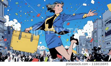 一位商人因工作取得巨大成功而欣喜若狂 118818845