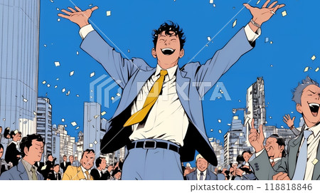 一位商人因工作取得巨大成功而欣喜若狂 118818846