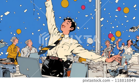 A business person who is delighted with the success of his work 118818849