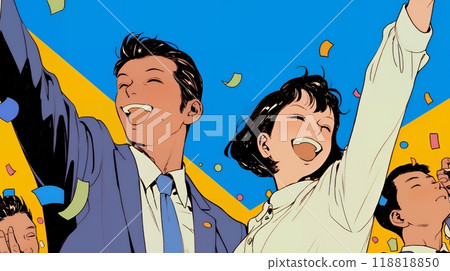 A business person who is delighted with the success of his work 118818850