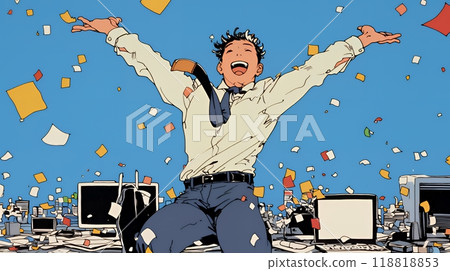 A business person who is delighted with the success of his work 118818853