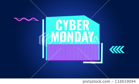 Cyber Monday sale banner discount special offer. Bright colors on a dark background. Design online store shopping discount coupon flyer. Vector illustration. Cyber Monday sale banner discount special offer. Bright colors on a dark background. Design online store shopping discount coupon flyer. Vector illustration. 118819094