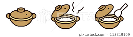 Clay pot illustration. Rice vector icon. Simple design. 118819109