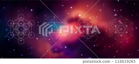 Mystical sacred geometry vector symbol. Spirituality, harmony Mystical sacred geometry vector symbol. Spirituality, harmony 118819265