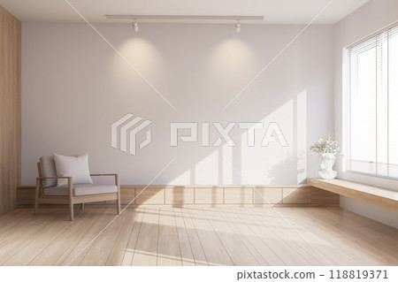 Minimal style modern contemporary living room interior with empty white wall 3d render Minimal style modern contemporary living room interior with empty white wall 3d render 118819371